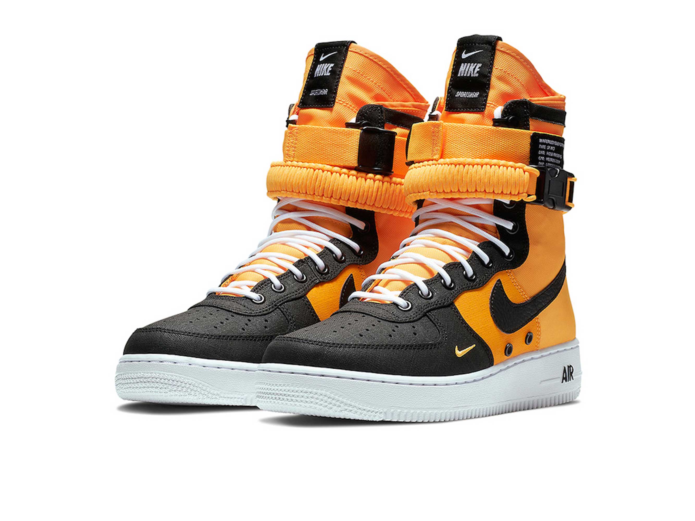 Nike Air Force 1 SF High Black/Orange, черный, оранжевый, кожа, нейлон, мужские