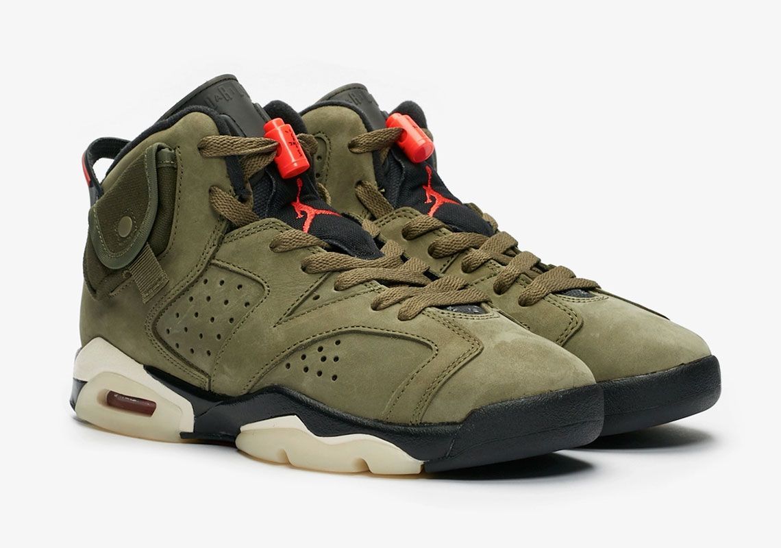 Nike Air Jordan 6 Travis Scott, зеленый, нубук, мужские