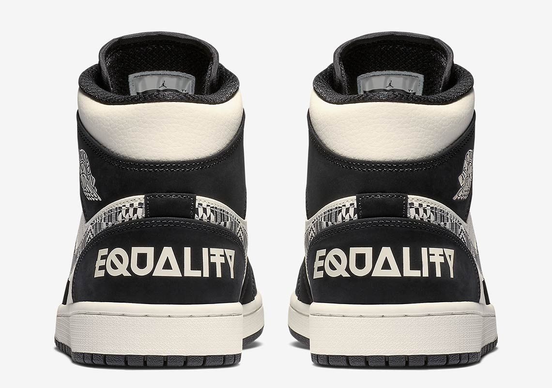 Nike Air Jordan 1 EQUALITY 2019, черно-белые, кожа, нубук, мужские
