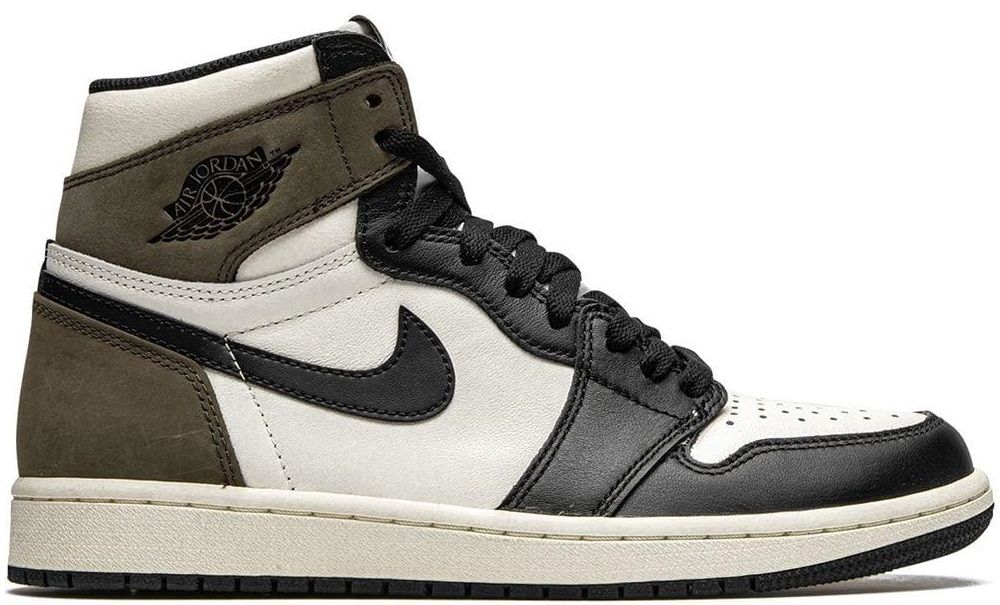 Nike Air Jordan 1 Retro High Dark Mocha, белый с черно-коричневым, кожа, нубук, зимние