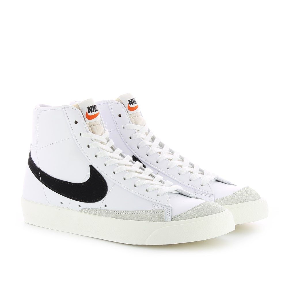 Nike Blazer Mid, белые с черным, кожа, нубук, женские