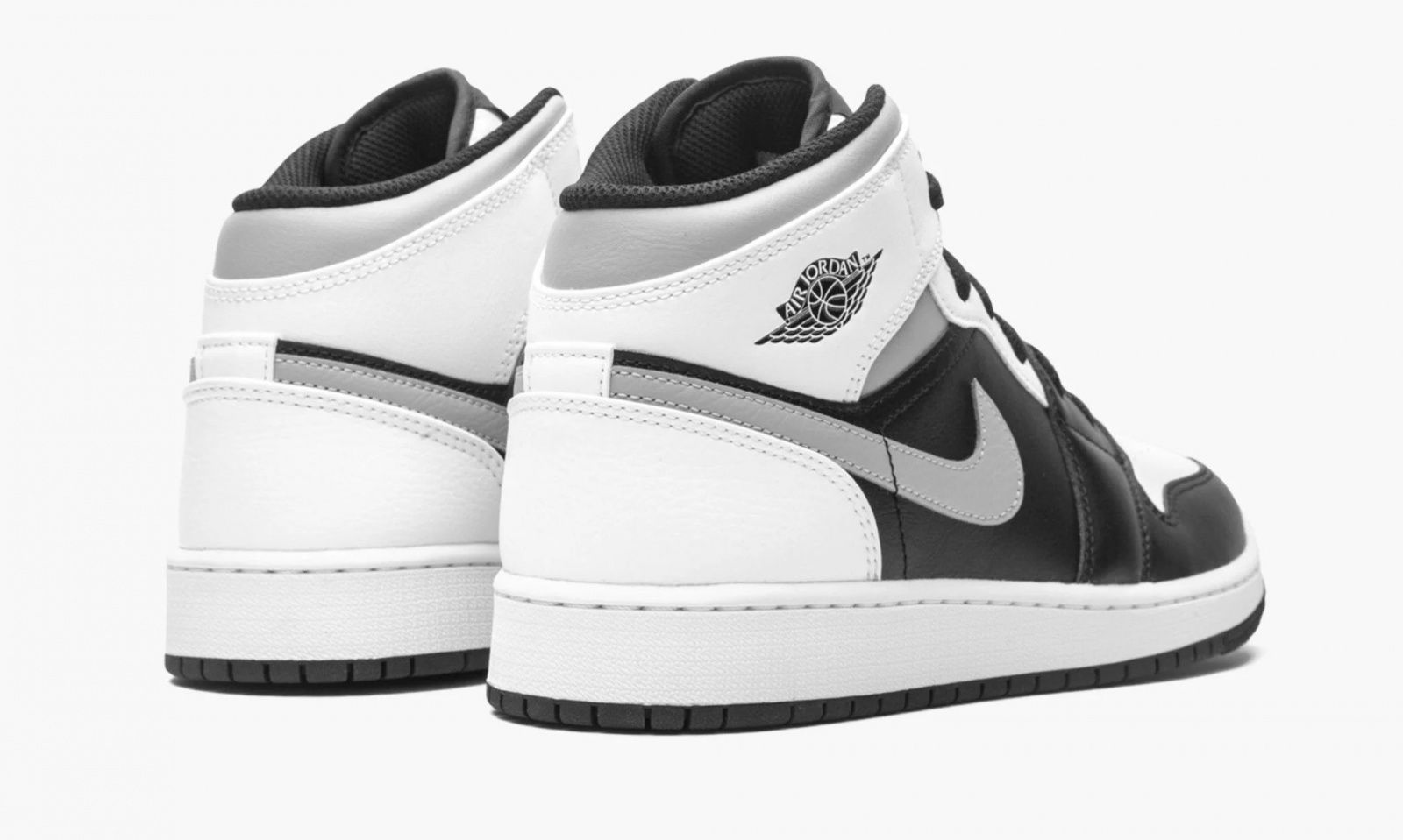 Nike Air Jordan 1 Retro Mid Shadow, черный с белым и серым, кожа, мужские, женские