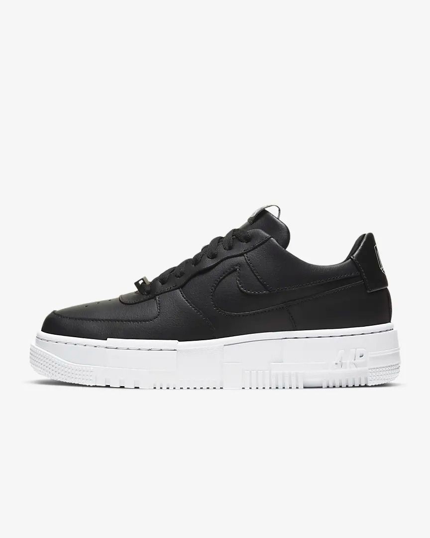 Nike Air Force 1 Low Pixel Triple черные кожа мужские-женские