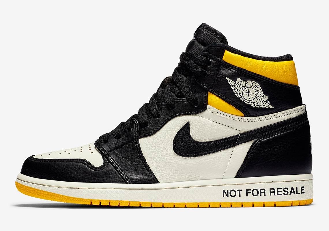 Nike Air Jordan 1 not for resale, черно-белые с желтым, кожа, мужские