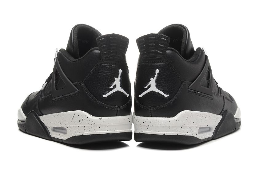 Nike Air Jordan 4 Retro Black/White, черный, белый, кожа, мужские